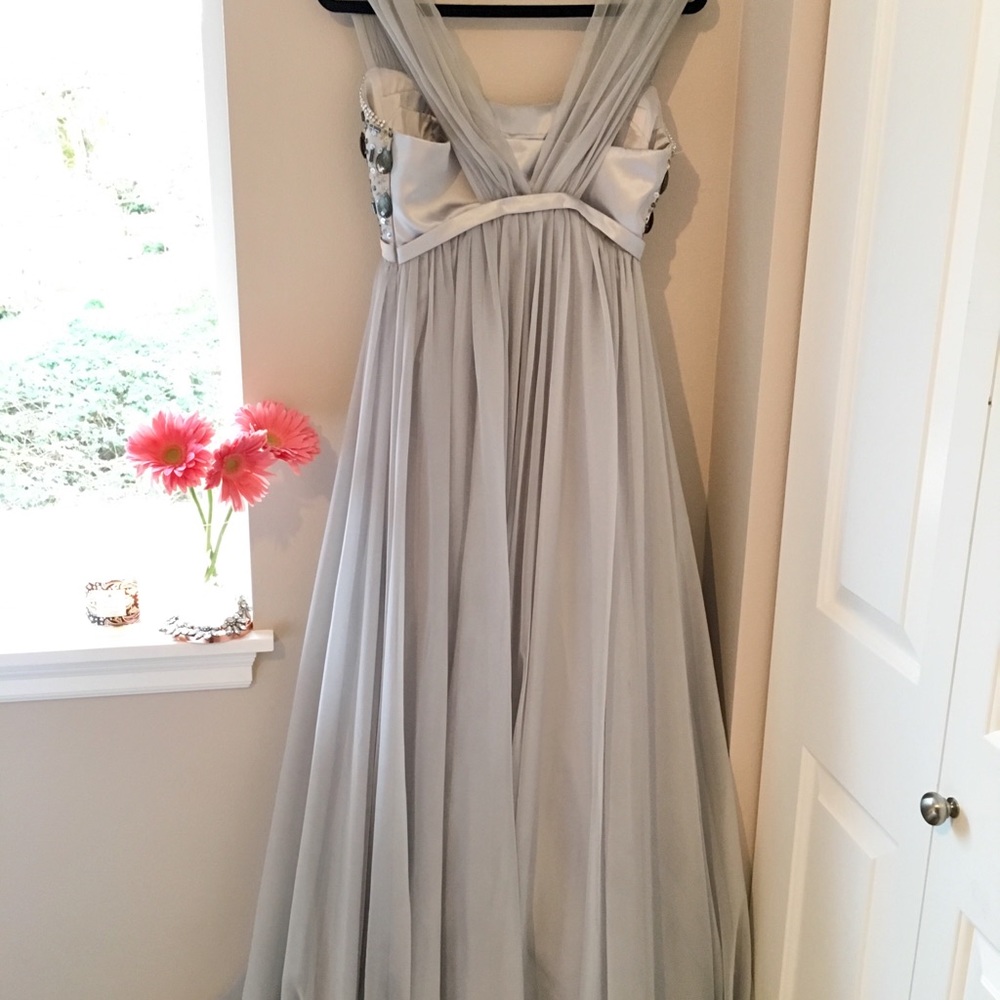 Grey Jeweled Bridesmaid Dress - Picture 2 of 3